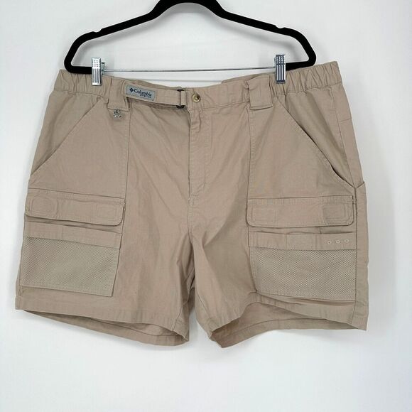 Columbia PFG Womens Cargo Shorts Size 2X Tan Fishing Hiking Outdoors Camping - Picture 1 of 12